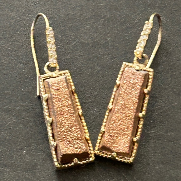 Kendra Scott Angelina Gold Druzy Earrings - Picture 1 of 2